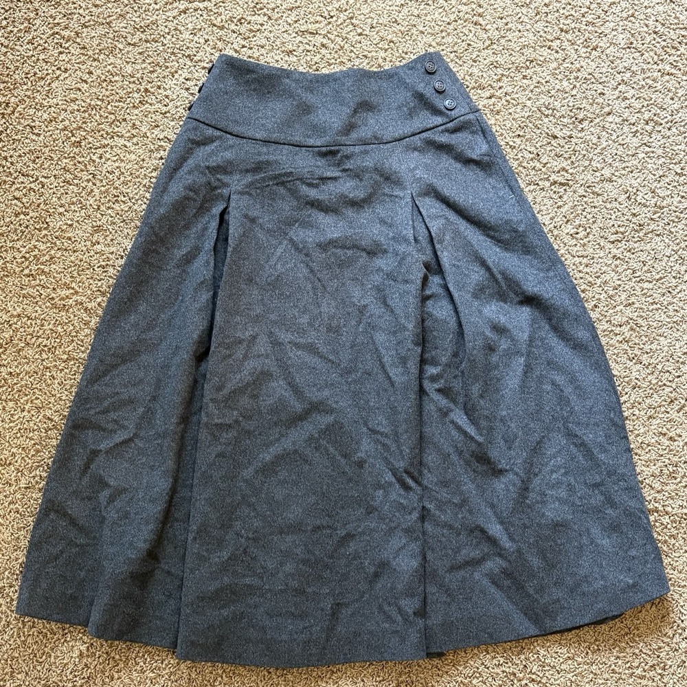 Gentle heard pleaded a line side zip maxi gray skirt cashmere wool